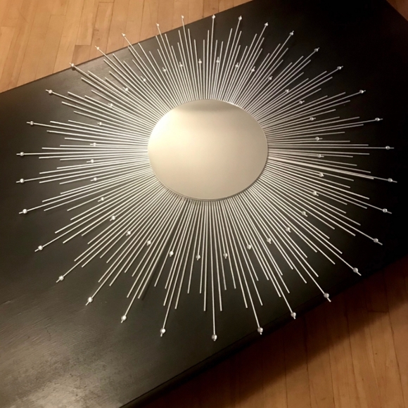 Large 35" Silver Sunburst Mirror with Gems Decorative Wall Mirror - Picture 7 of 10